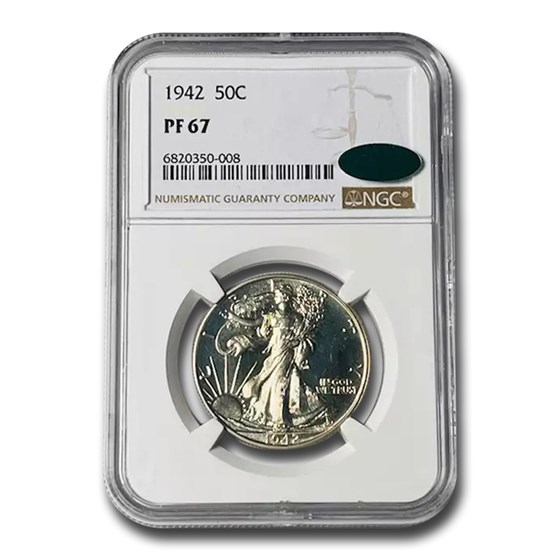 1942 Walking Liberty Half Dollar PF-67 NGC CAC 1942 Walking Liberty Half Dollar PF-67 NGC CAC